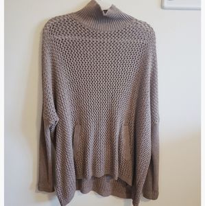 LOFT Brown Turtleneck Loose Knit Sweater